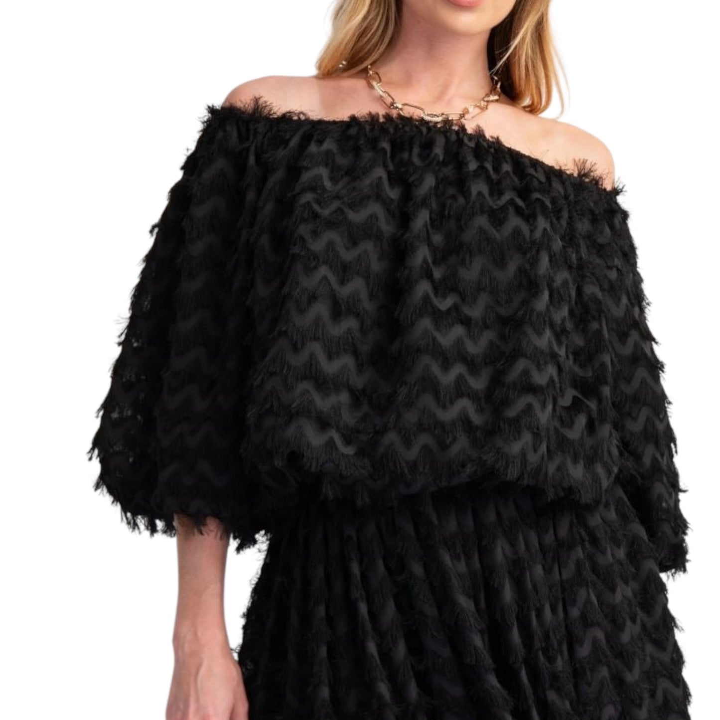 Mohair Chiffon Bubble Sleeve Blouse