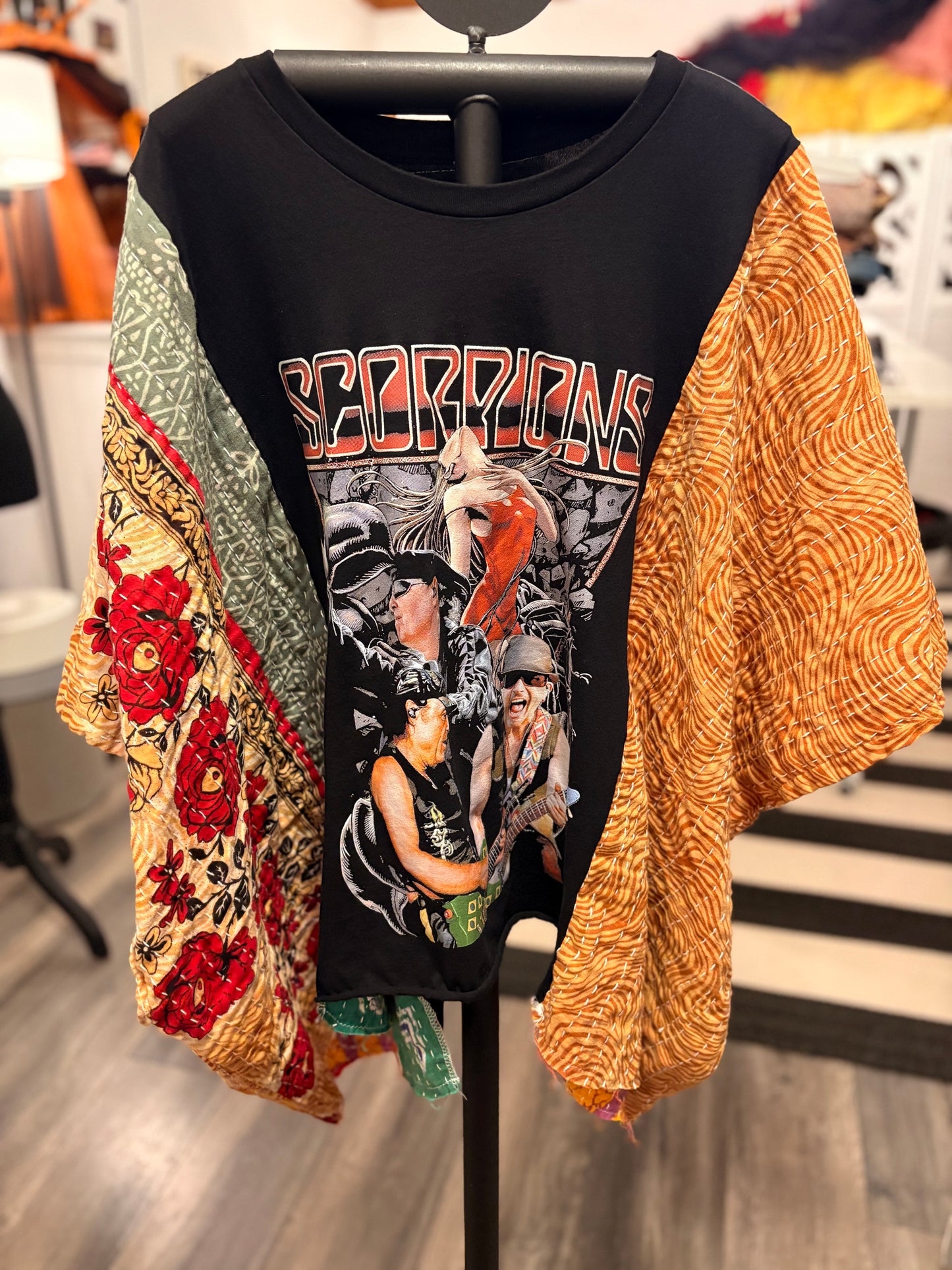 Rock You Like A Hurricane Upcycled Vintage Kantha Poncho One Size Fits a Small to XXL