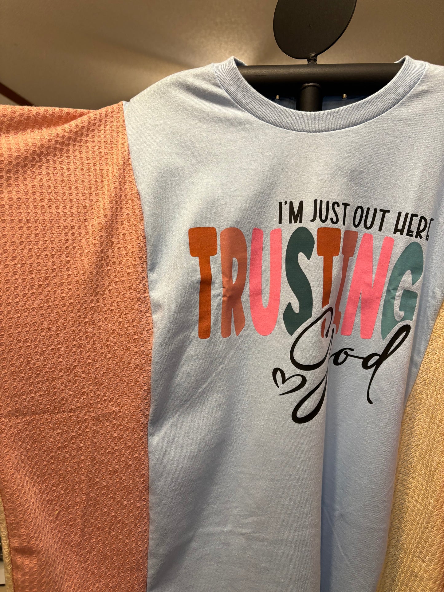 Trusting GOD Upcycled Knit Tee One Size Fits a Small to XXL Oversized