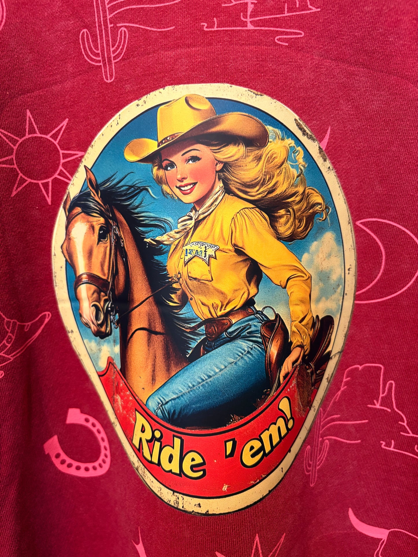 Ride ‘Em Upcycled Oversized Sweatshirt Long Length Fits a Small to Large