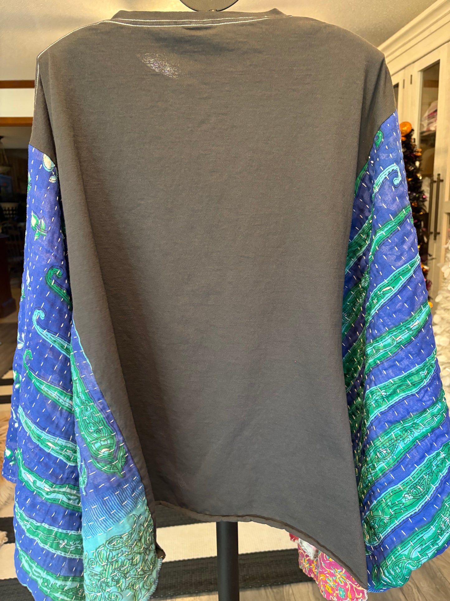 My FAVORITE Album Cover Upcycled Vintage Kantha Quilt Poncho Tee One Size Fits a Large to 3X