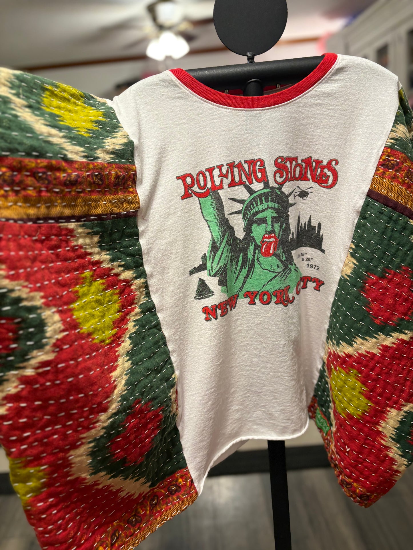 1972 Stones NYC Vintage Kantha Poncho Tee Fits A Size Small to XXL