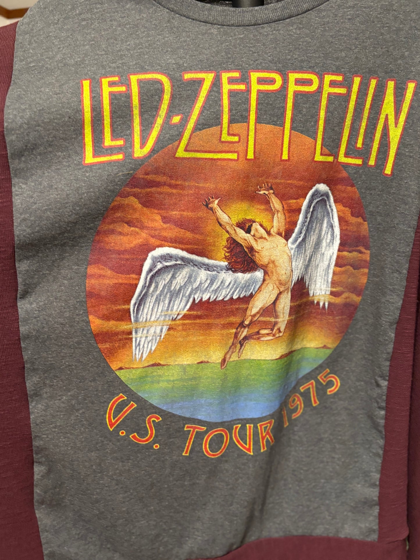Zeppelin Upcycled Drop-Sleeve Knit Tee One Size Fits a Small to 2X