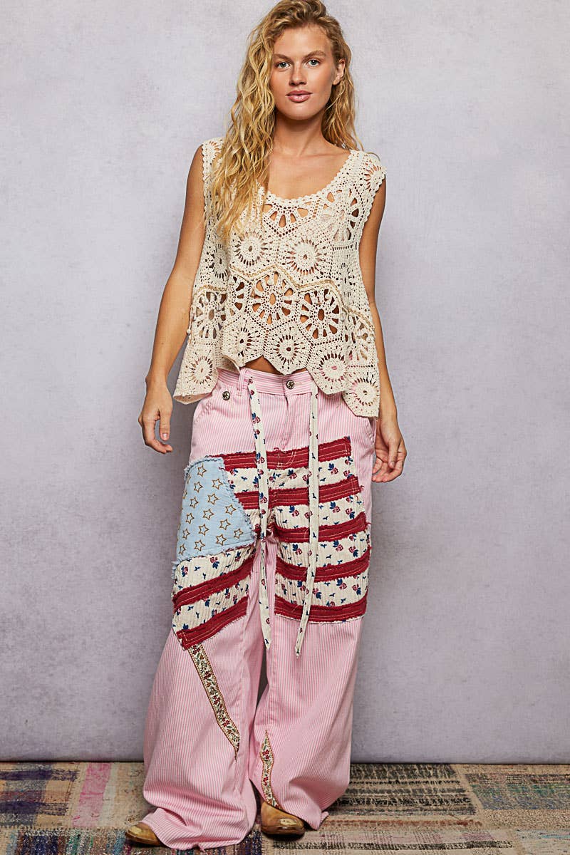 Round Neck Sleeveless Solid Crochet Top: GRASS GREEN / One Size Fits a Small to XXL