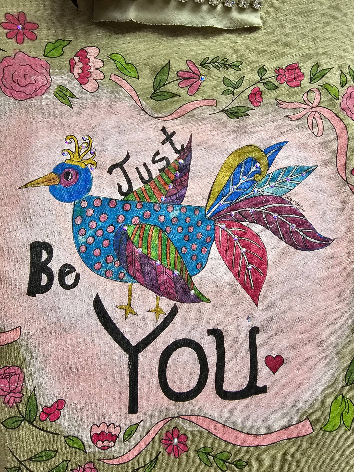 Just Be You Olive Tattered Tee: Lxl
