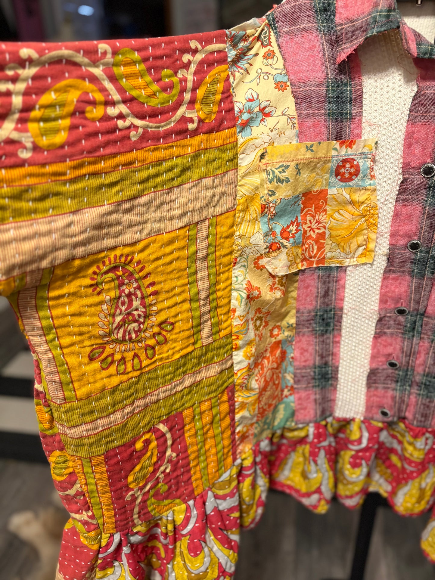 Abby Upcycled Vintage Kantha Dress/Long Shirt One Size Fits Most