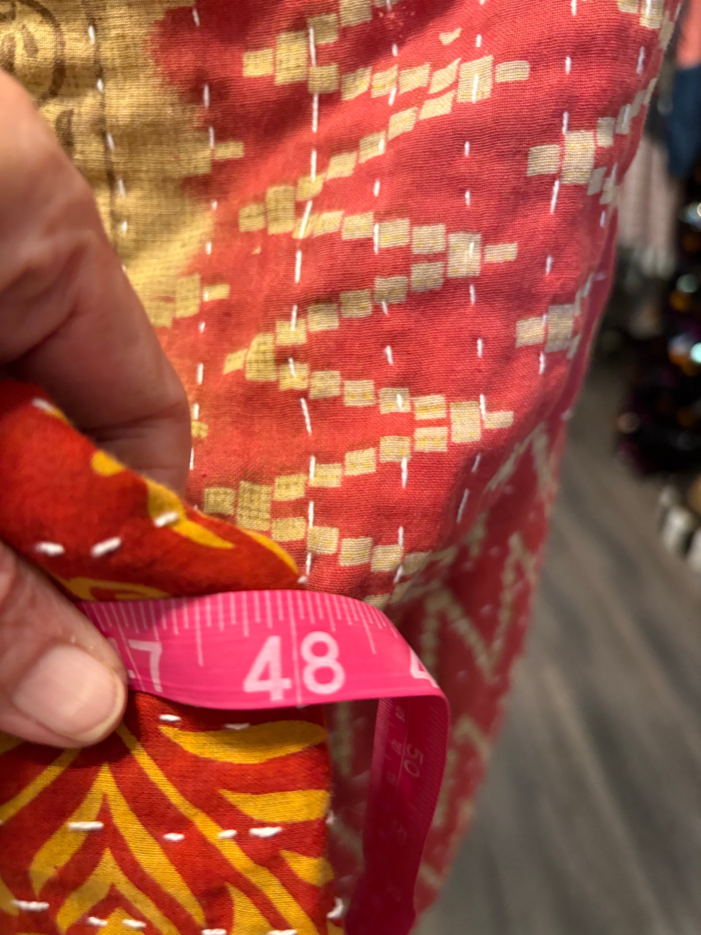Yall Are Nuts Upcycled Vintage Kantha Poncho Tee Fits A Size Small to XXL