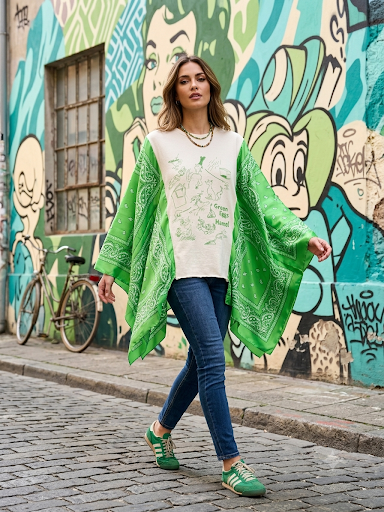 Green Eggs Bandana Poncho Tee Fits a Small to 2X