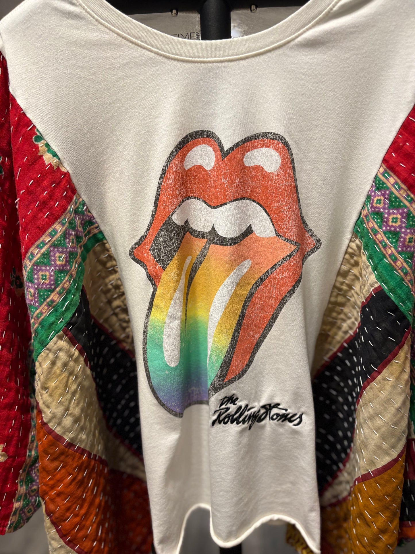 Stones Upcycled Vintage Kantha Poncho Tee Fits A Size Small to XXL