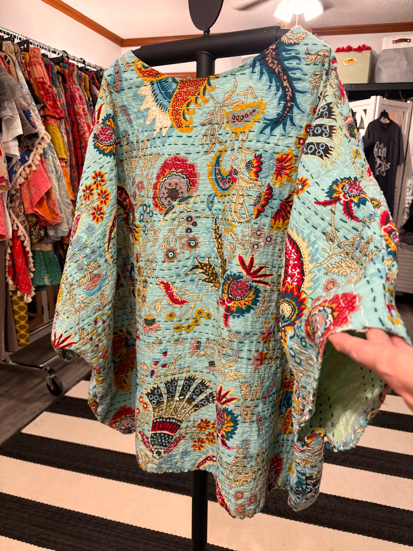 Melissa Turquoise Dreams Kantha Top One Size Fits Small to 3X