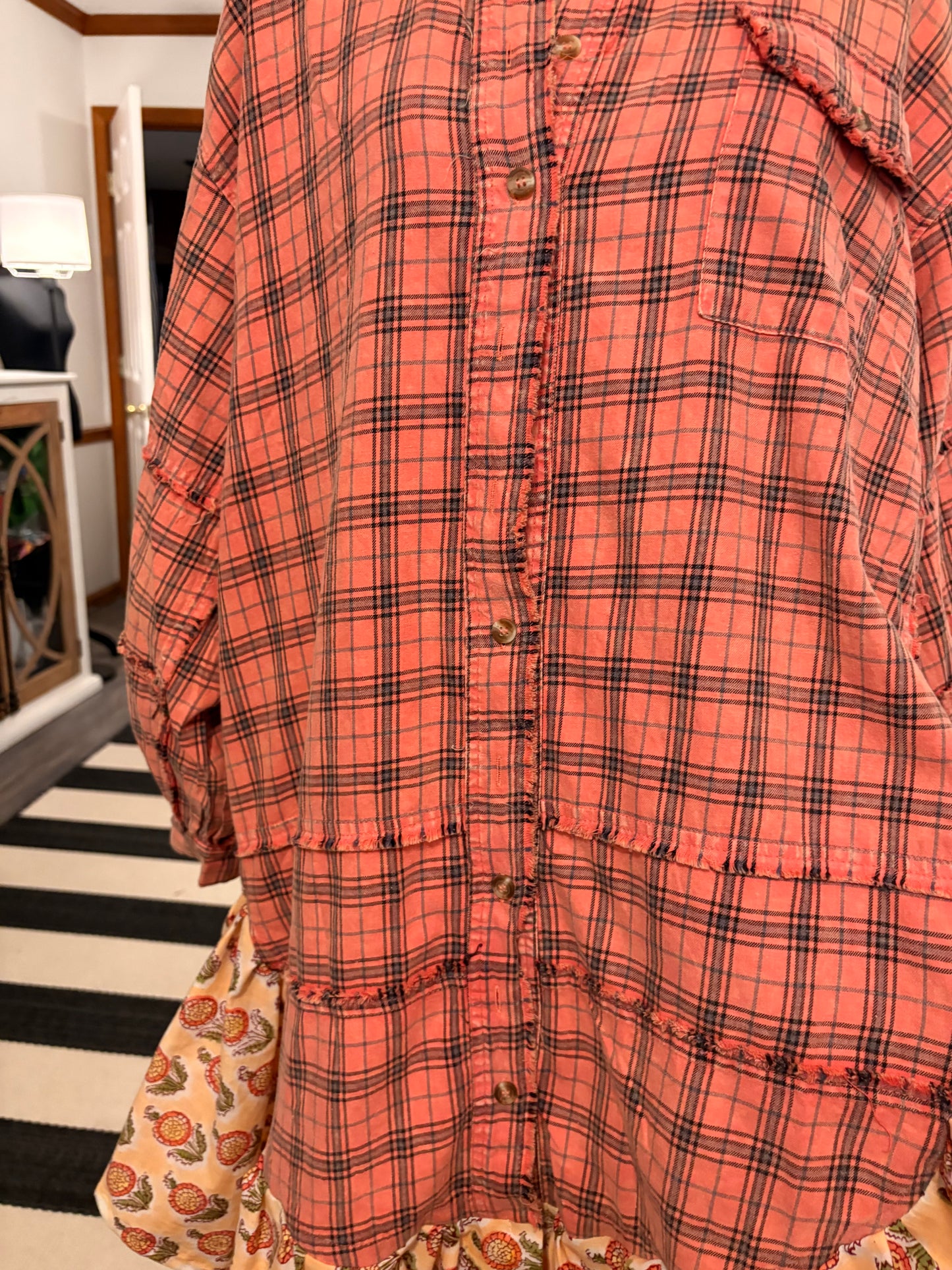 Lillibeth Upcycled Oversized Frayed Flannel Dress One Size Fits a Small to XXL