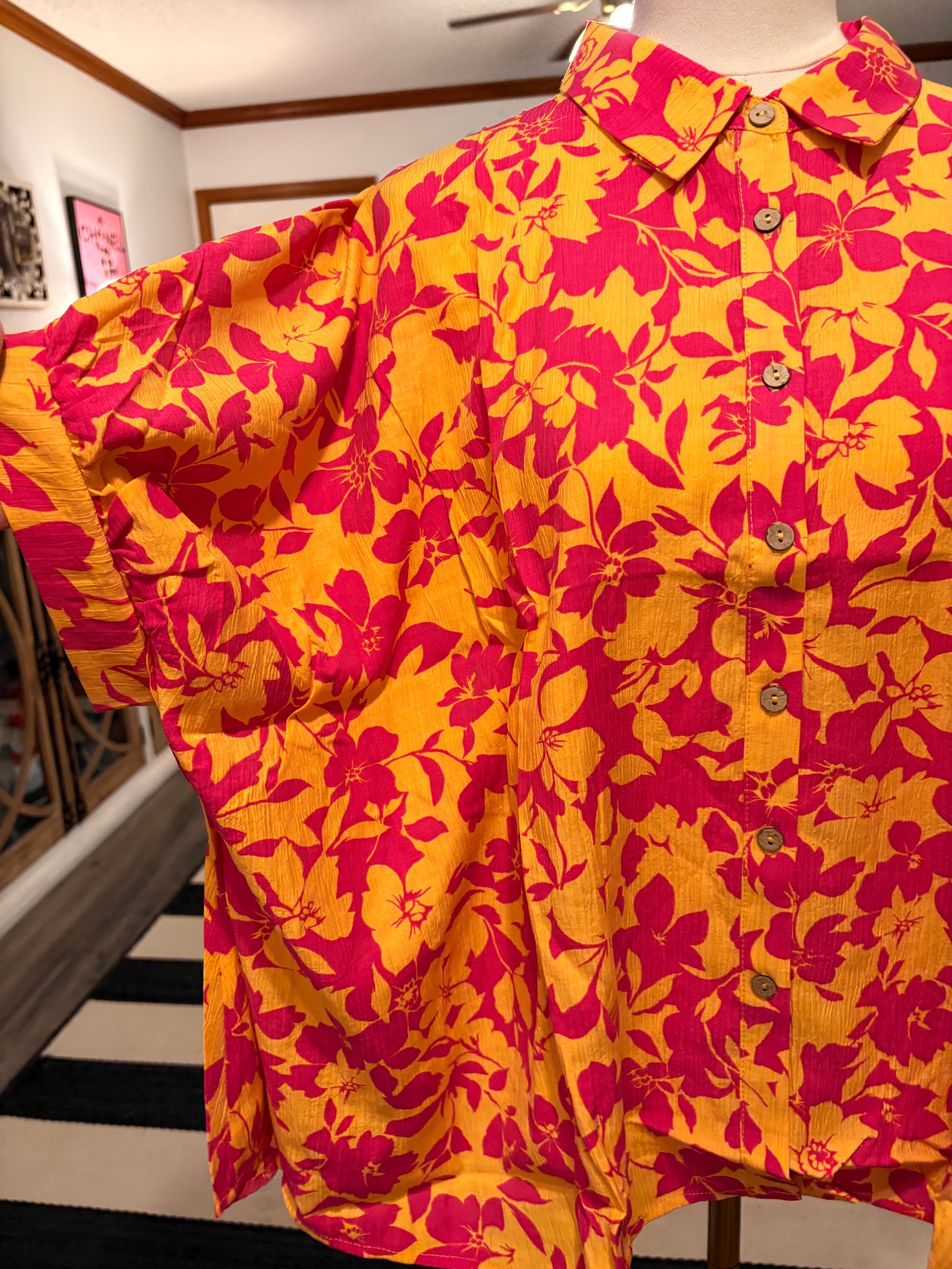Yellow and Fuchsia Blouse