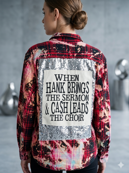Flashy Flannel with Sequin Panel Hank Brings Sermon Small to XXL 4-16