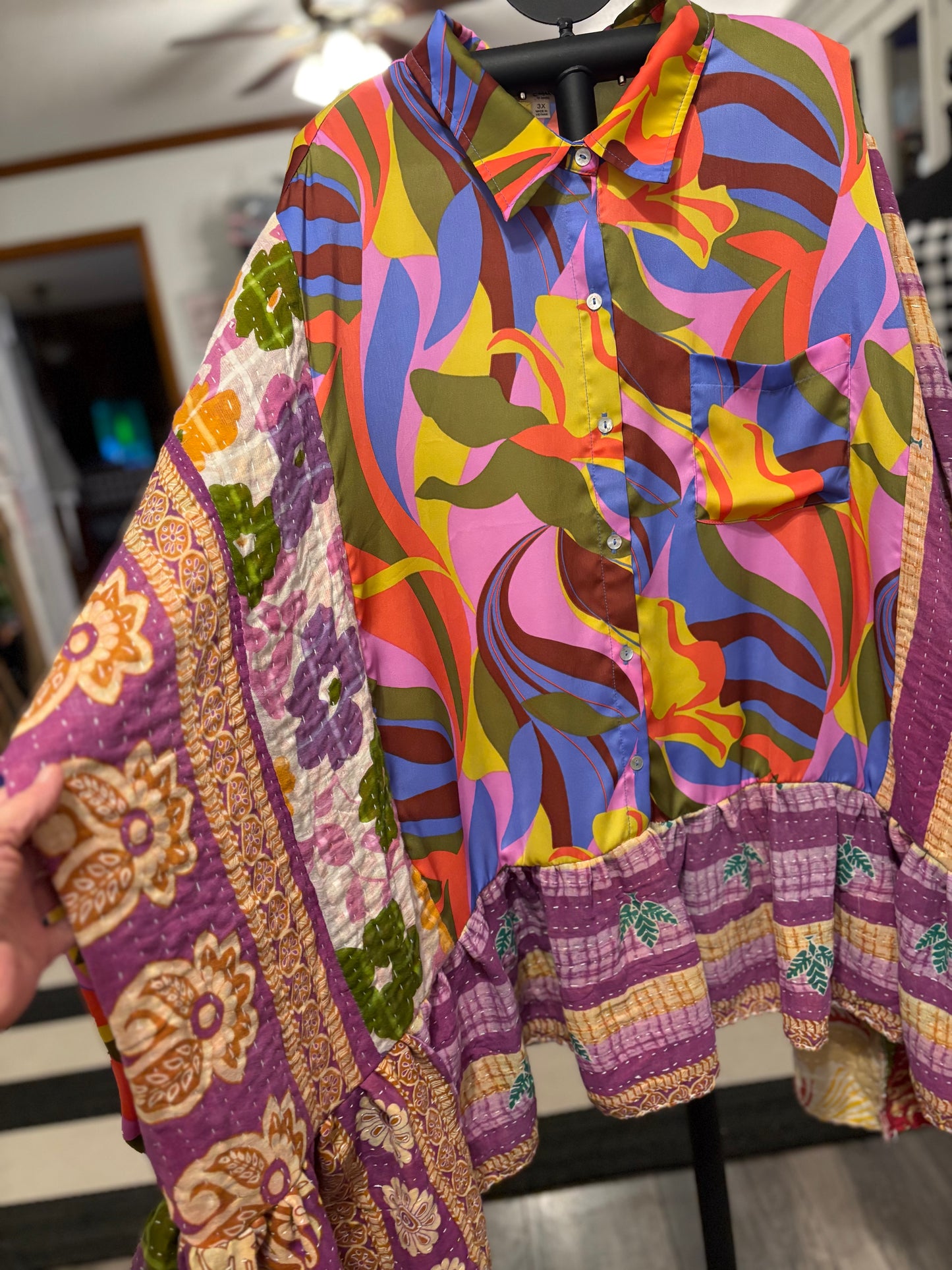 Groovy Upcycled Long Top One Size Fits a Large to 4X