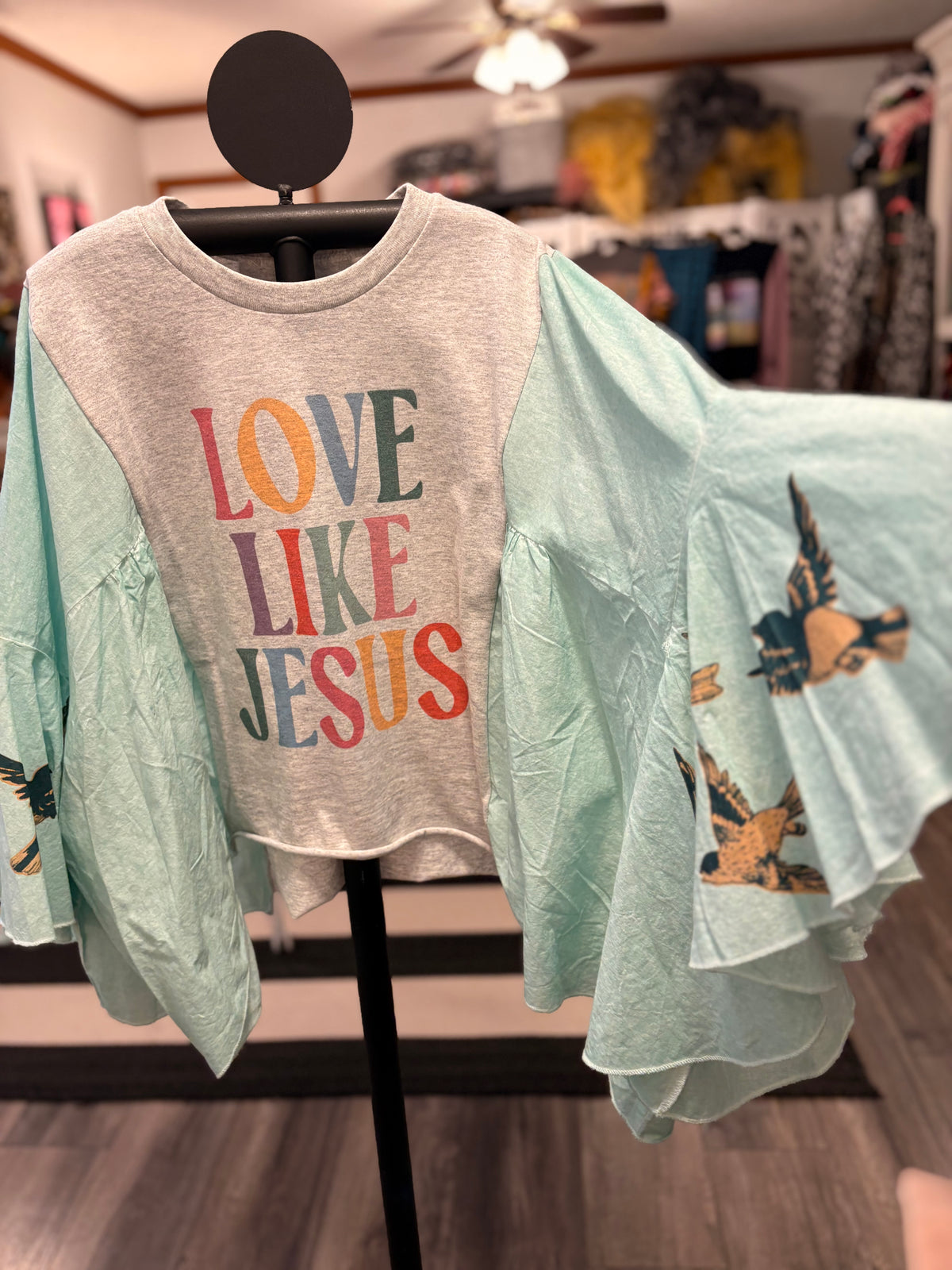 Jesus Loves You Hi/Lo Glam Tee One Size Fits a Small to 3X SHORT