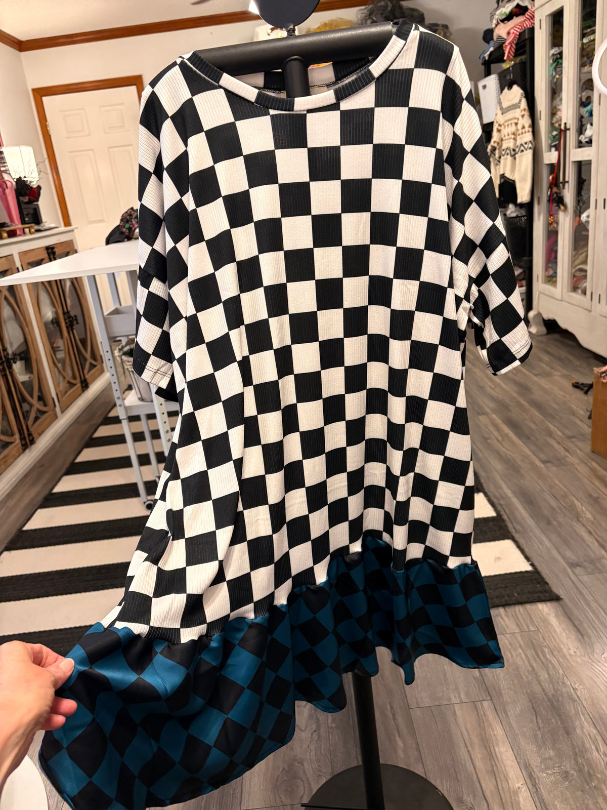 Checkerboard Glam Dress One Size Fits a Small to 3X