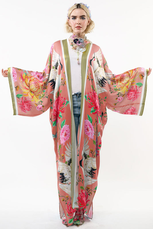 Legend of the Crane Kimono by Aratta One Size Fits a Small to 3X