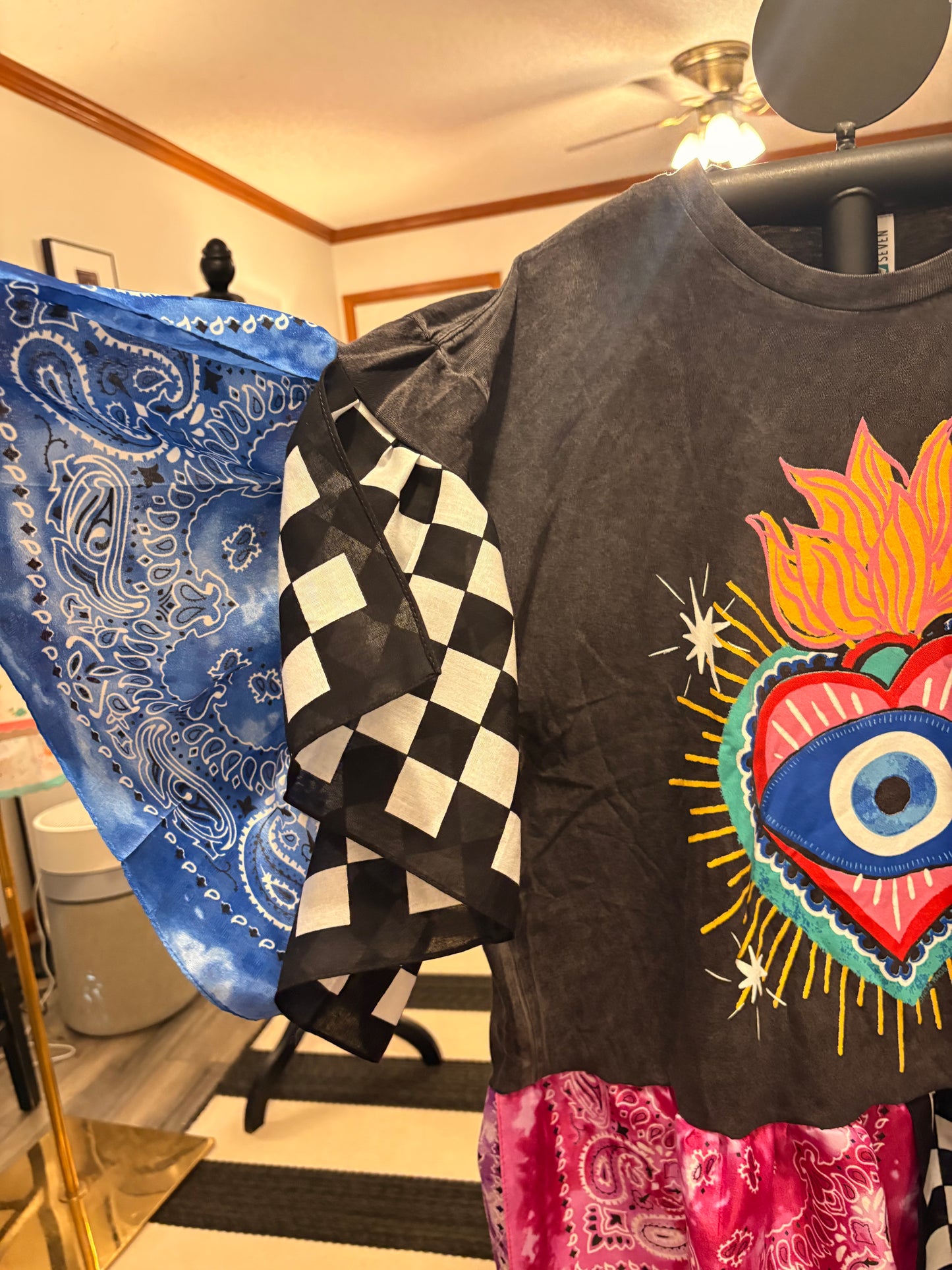 Eye-Conic Bandana Baby Doll Tee Fits a Small to 2X