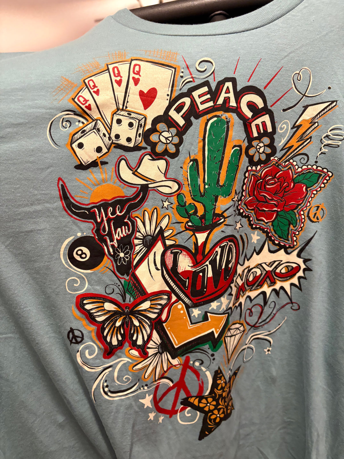 Peace and Love Glam Sleeve Tee One Size fits a Small to XL