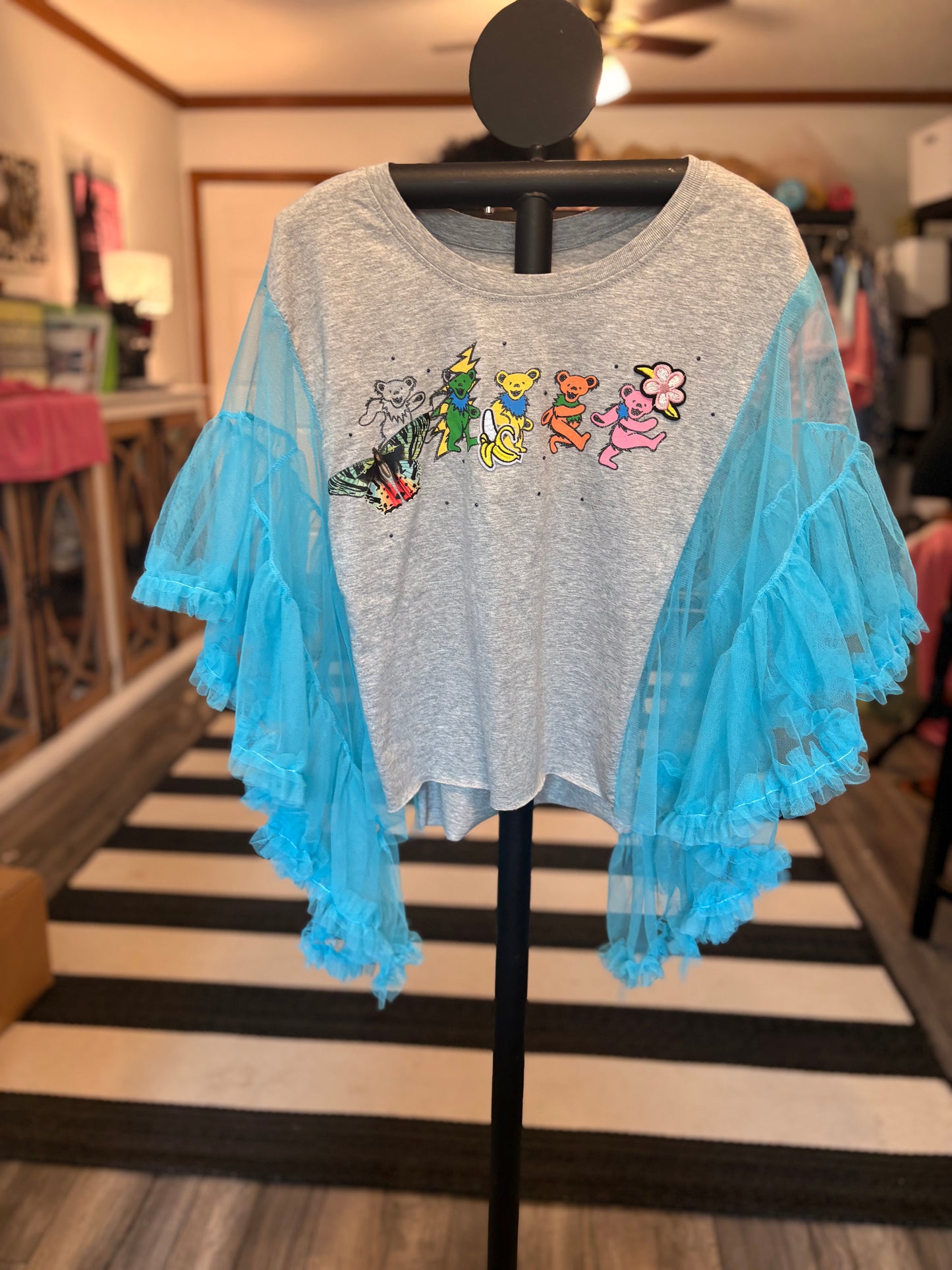 Grateful Dead Upcycled Rockstar Poncho One Size Fits a Small to XL