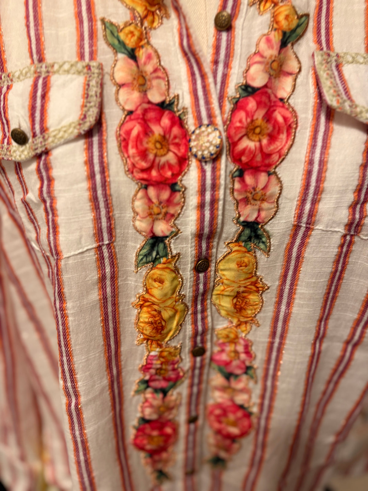 Striped Goddess Button Down by Aratta One Size Fits a Small to Large