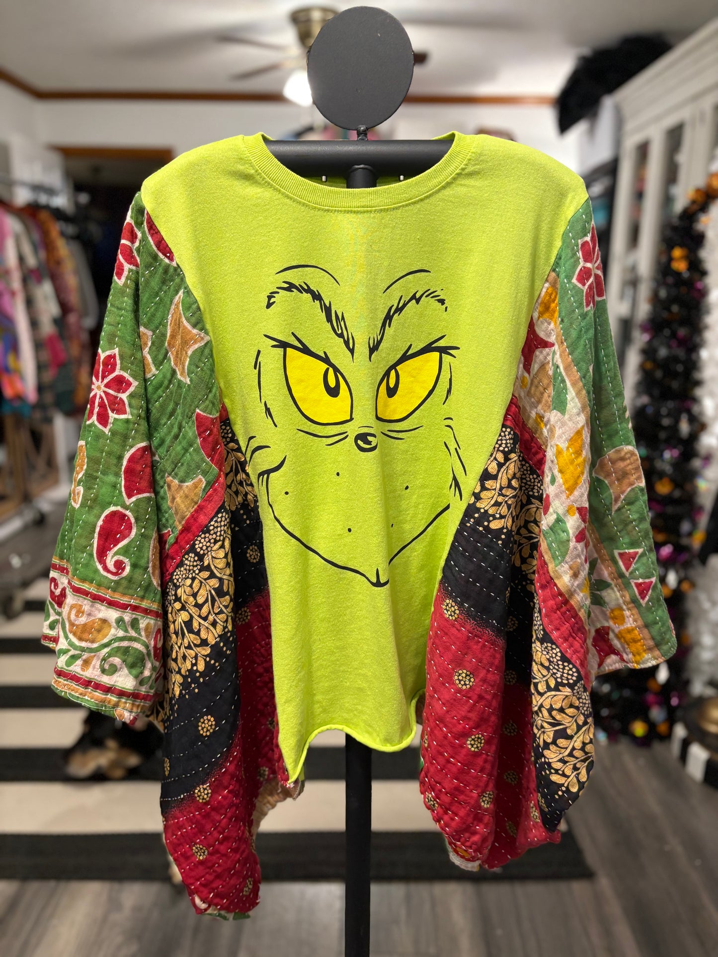Grinch Vintage Kantha Poncho Tee One Size Fits a Small to XXL