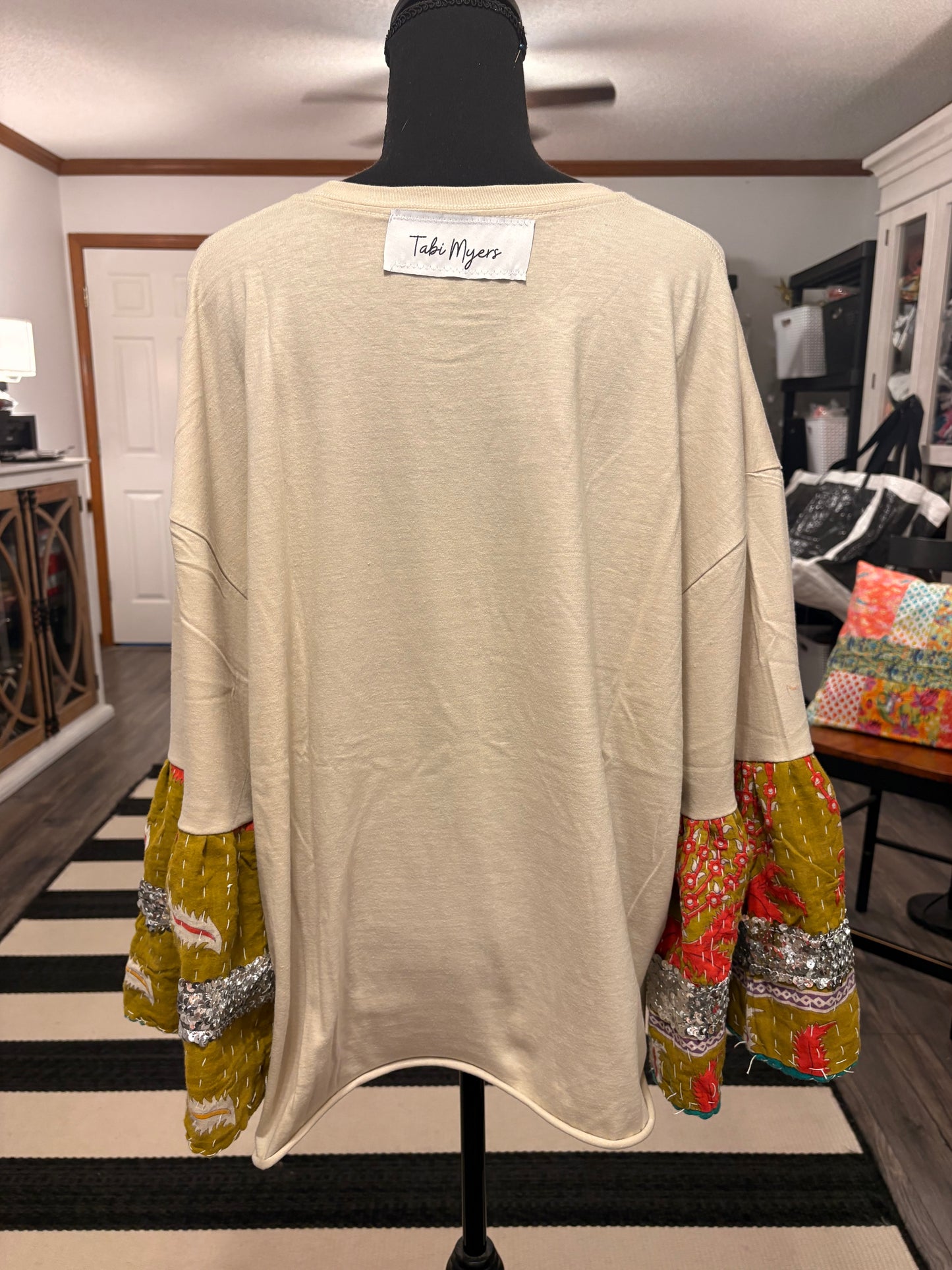 Don’t Stop Believing Sparkle Sleeve Tee One Size Fits a Small to XXL