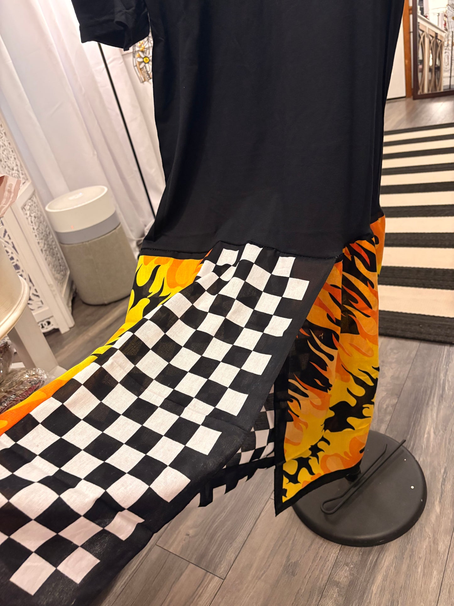 Let There Be Rock Patchwork Bottom Tee Dress OVERSIZED Fits a Small to Large