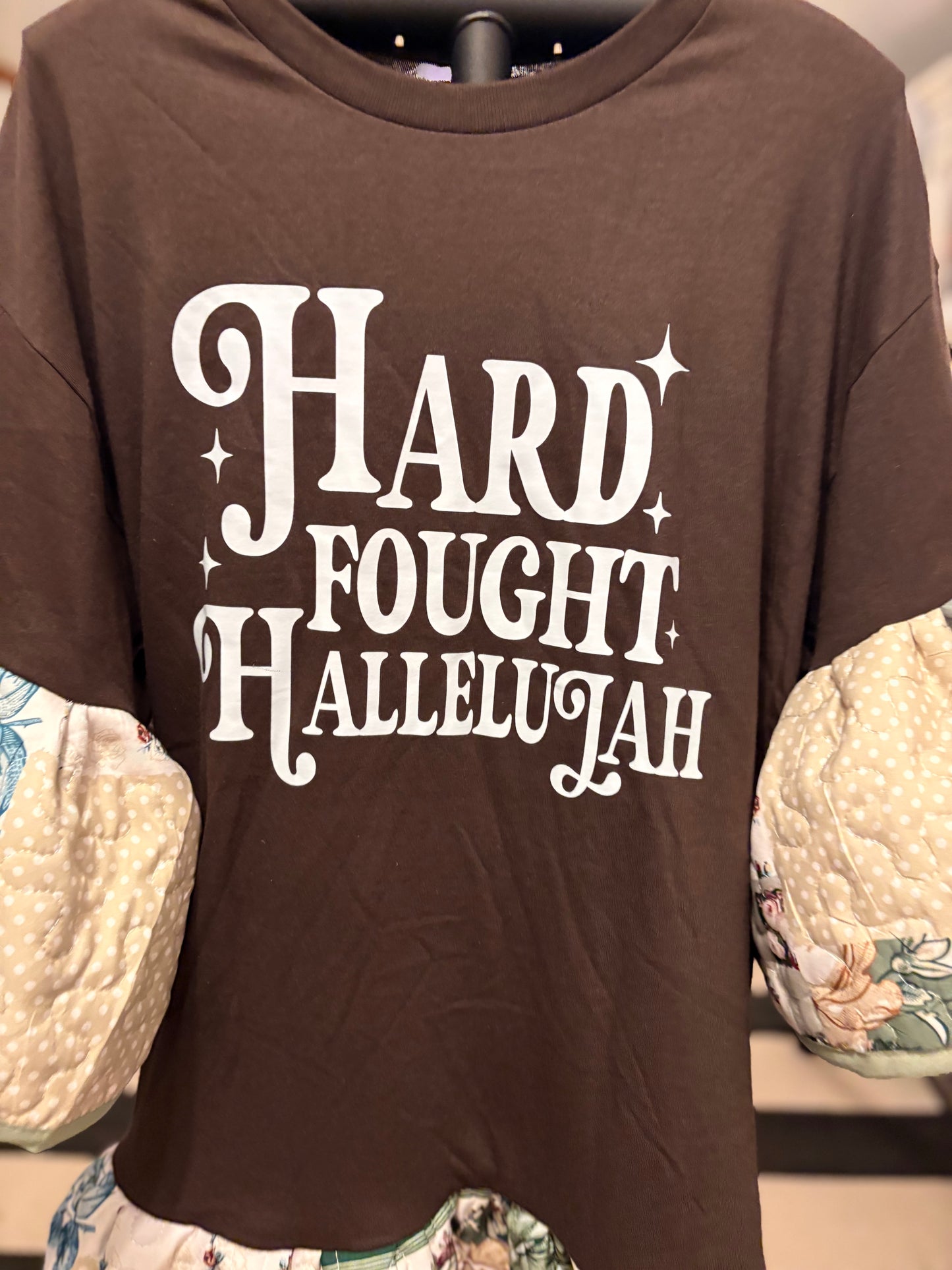 Hard Fought Hallelujah Upcycled Quilt Jumper One Size Fits Small to XL (6-14) Oversized!