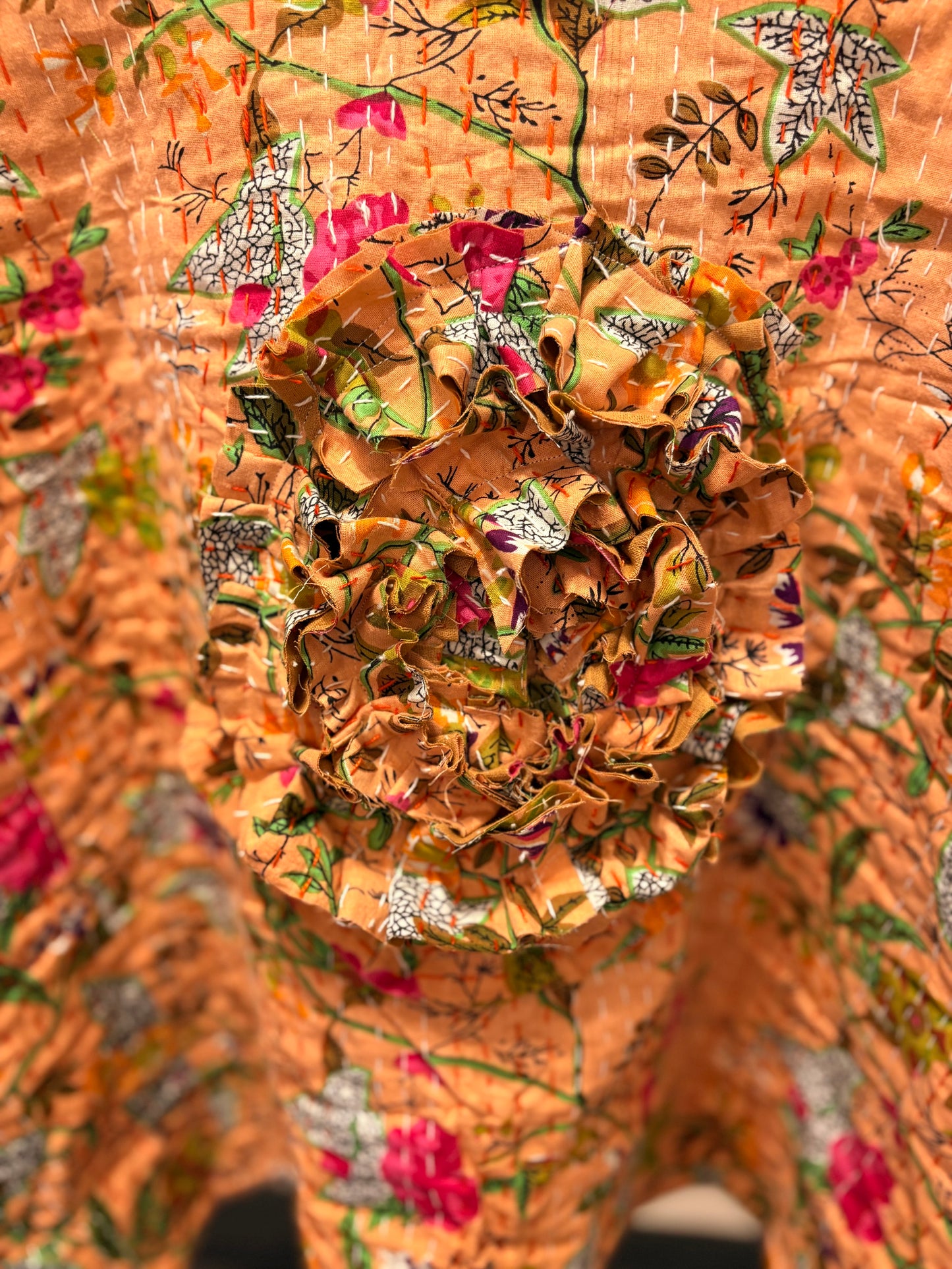 Claire Cabbage Rose Kantha Top One Size Fits a Small to 2X