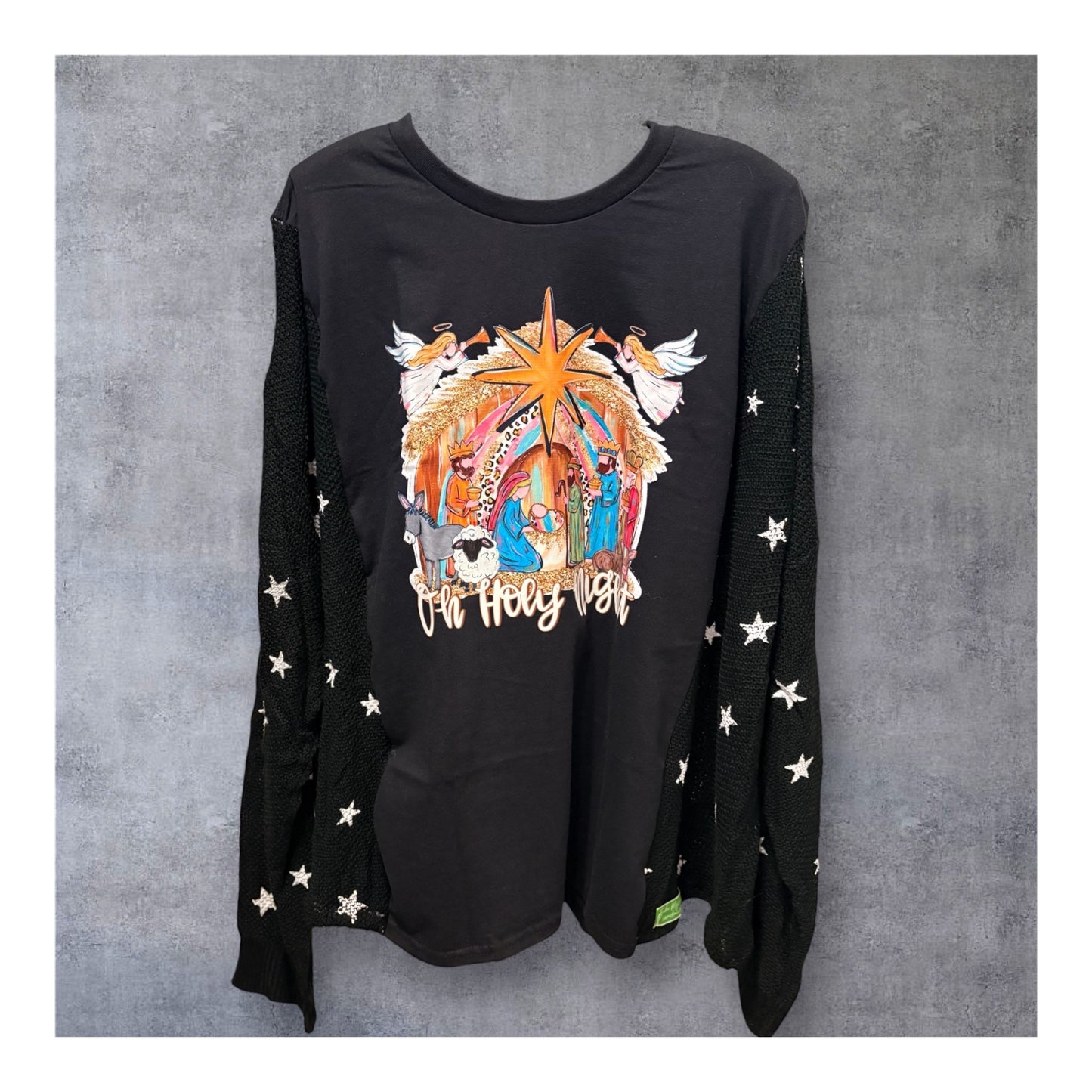Oh Holy Night Star Sweater Tee One Size Fits a Large to 3X Oversized