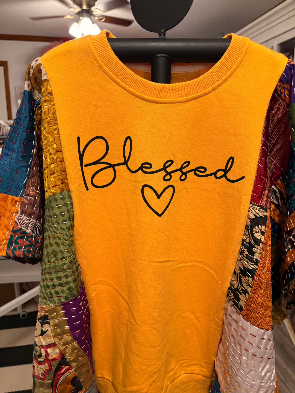 Blessed Upcycled Silk Patchwork Kantha Poncho One Size Fits a Small to 3X