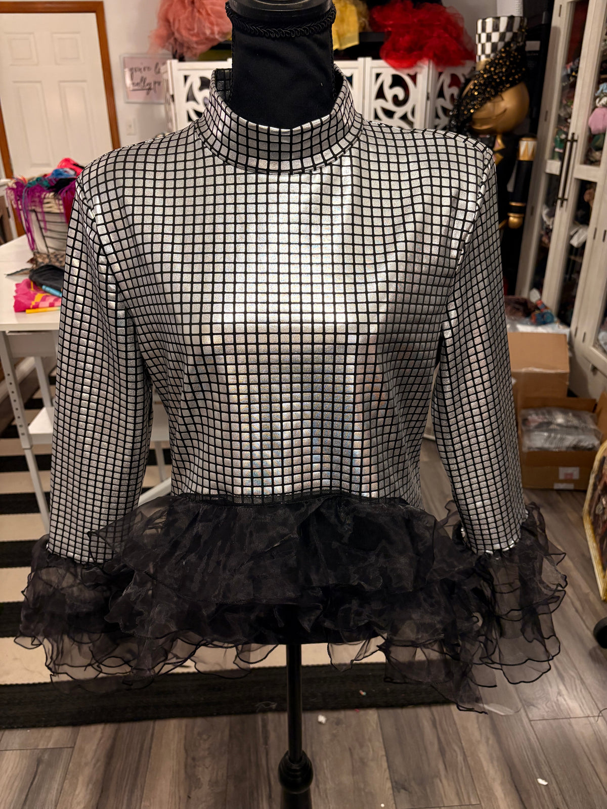 Disco Ball and Ruffles Glam Top One Size fits a Small to XL