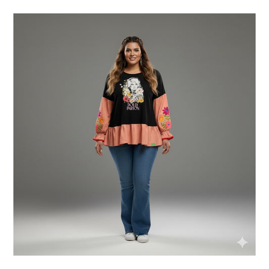 Dolly Upcycled Drop-Sleeve Tee One Size Fits a Small to XXL