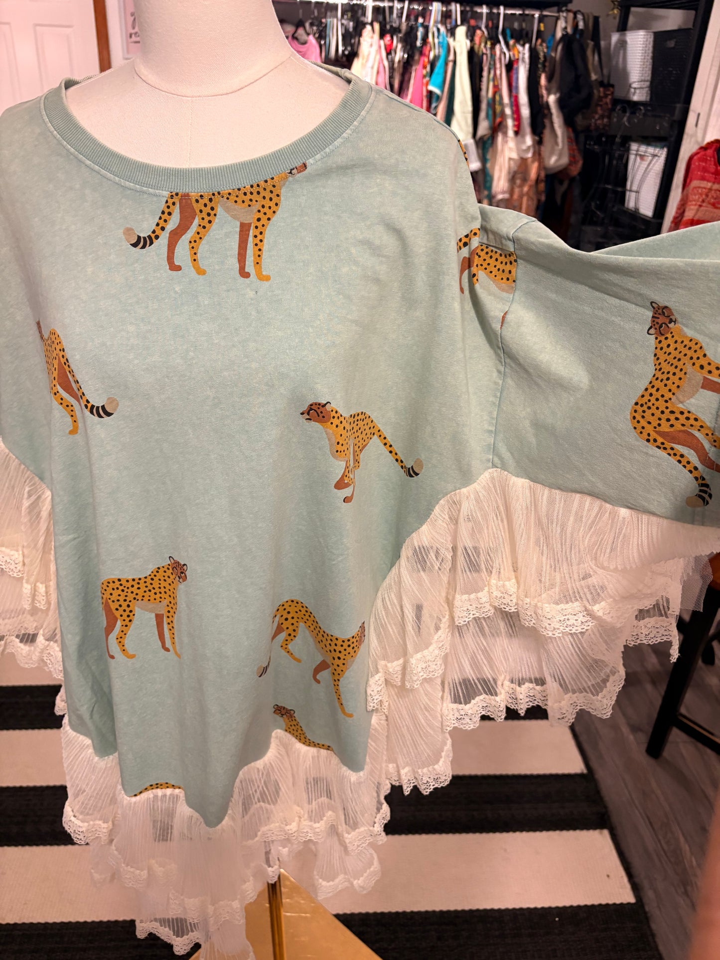 The Cheetah Angel Poncho One Size Fits a Large to 3X