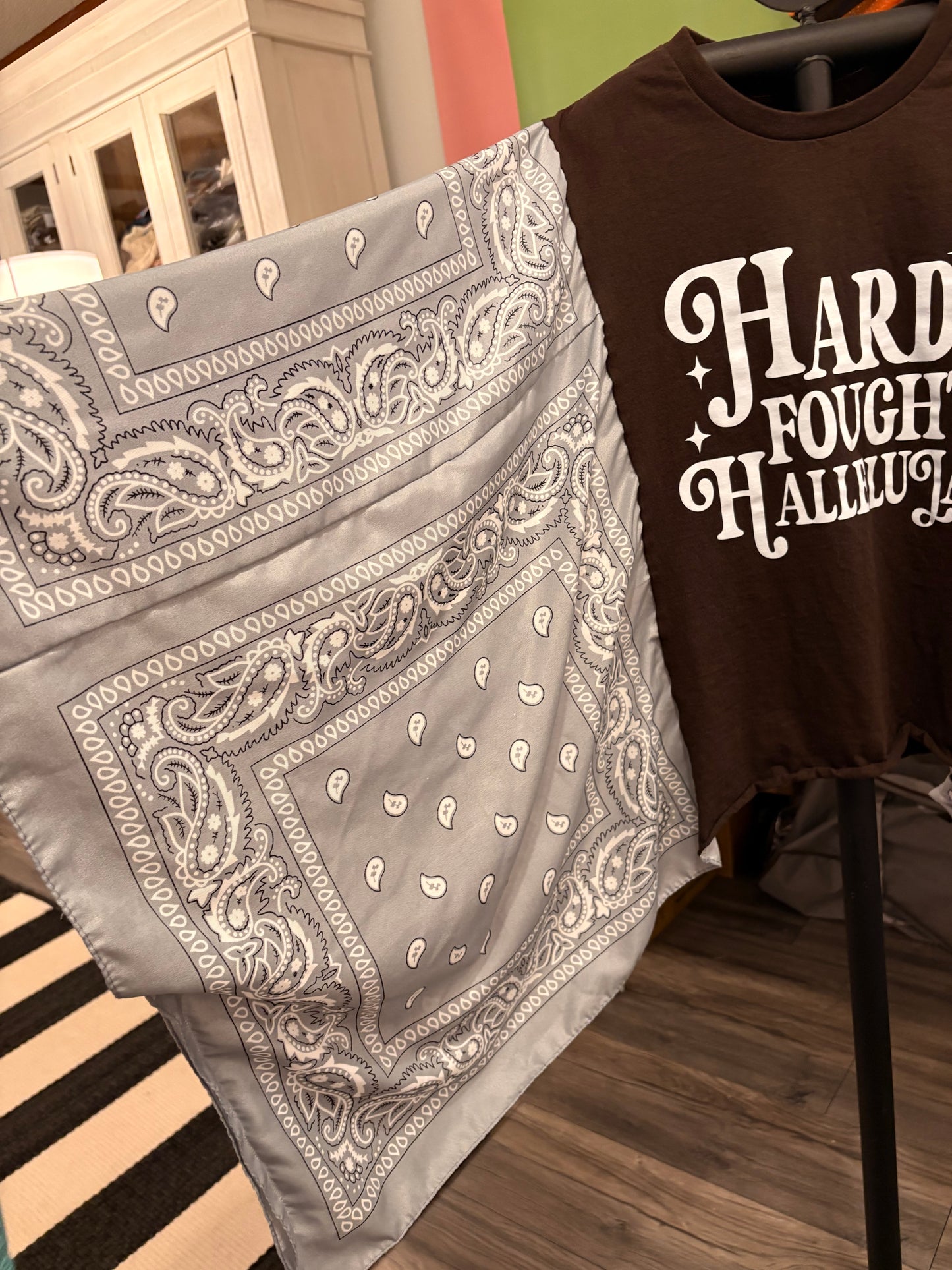 Hard Fought Hallelujah Bandana Poncho Tee Fits a Small to XL