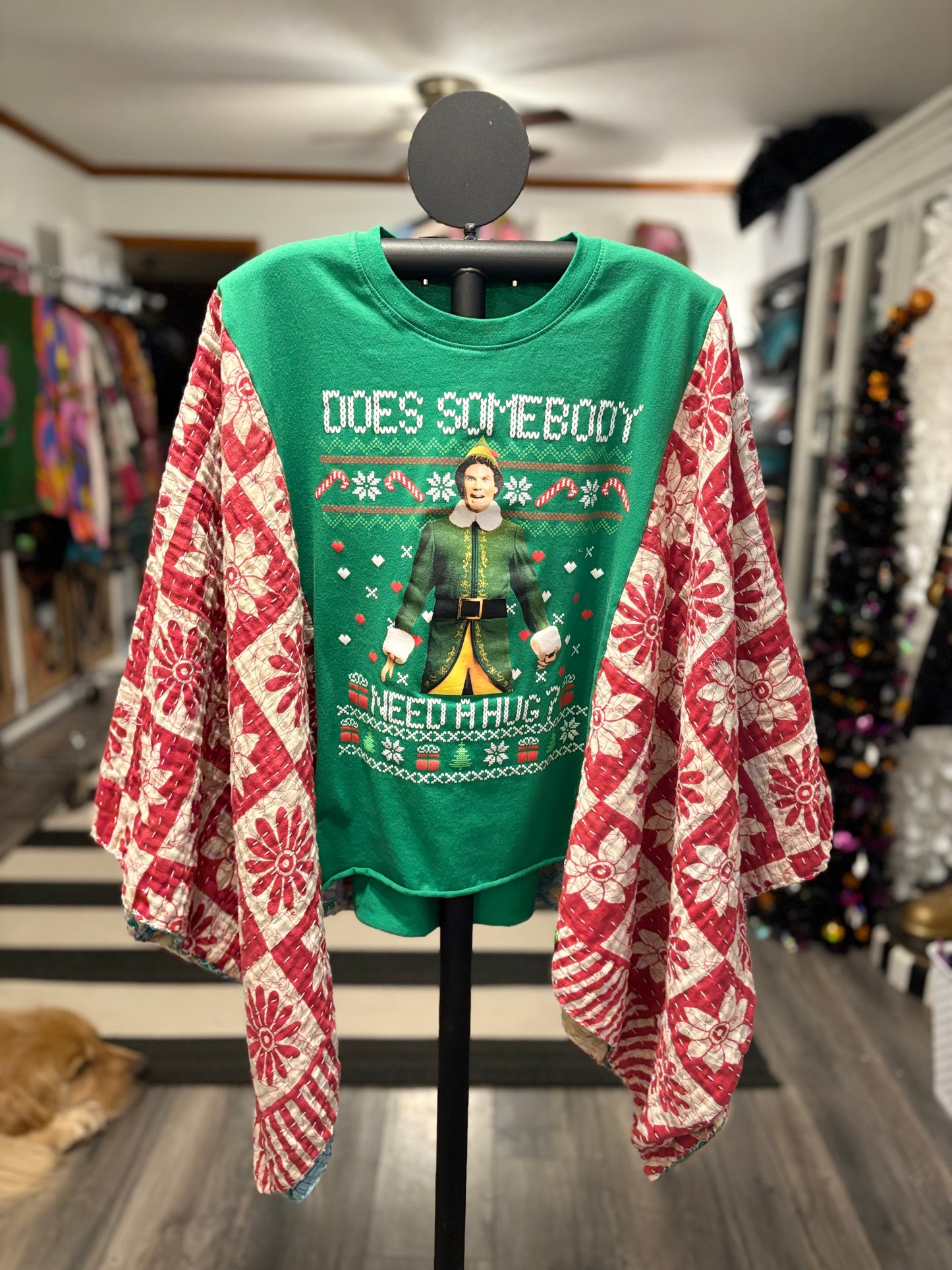 Who Needs a Hug Vintage Kantha Poncho Tee One Size Fits a Small to XXL