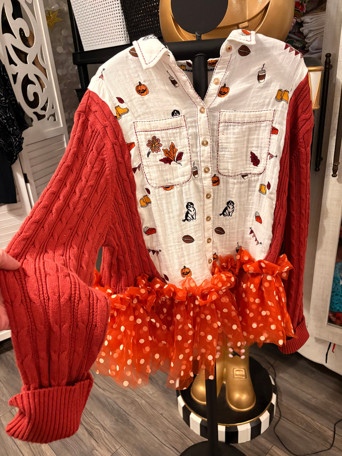 All Things Fall Glam Fringe Tee One Size Fits a Small to 3X