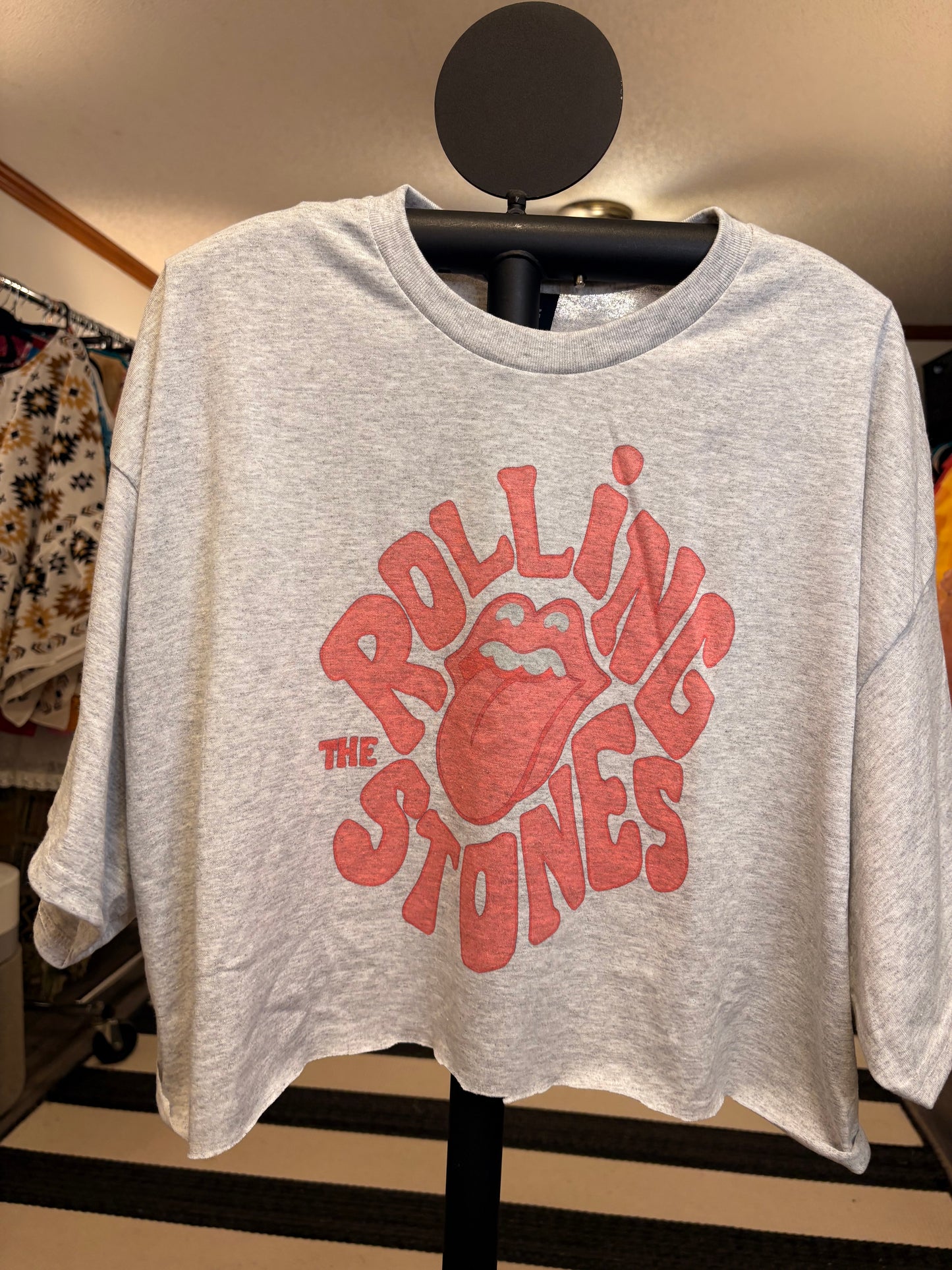 Stones in Pink Cut Off Tee One Size Fits Small to 2X