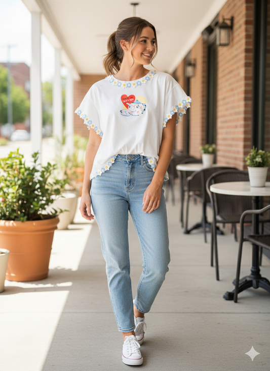 You’re My Cup of Tea “Junk” Tee One Size Fits a Small to Large Cropped Length