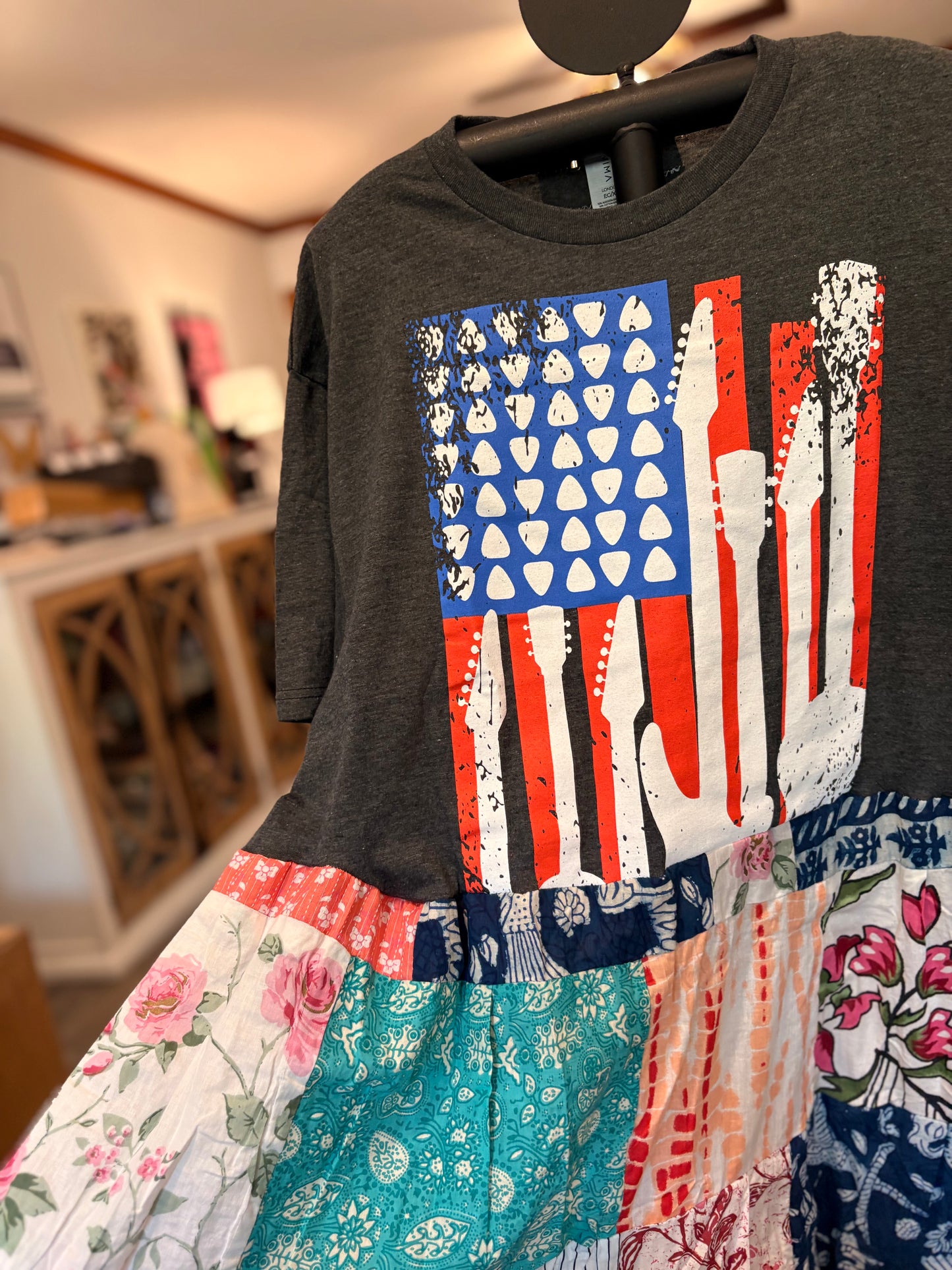 America Rocks Upcycled Patchwork Dress One Size Fits a Small to XXL
