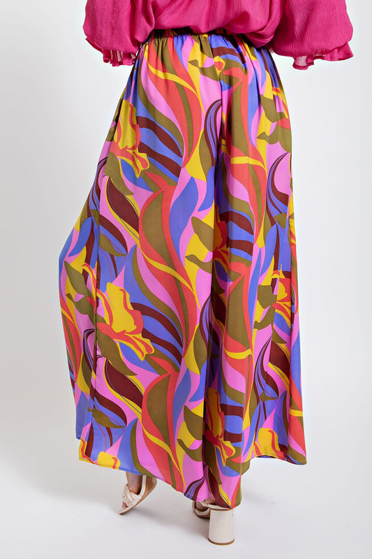 Purple Mirabelle Satin Wide Leg Pants