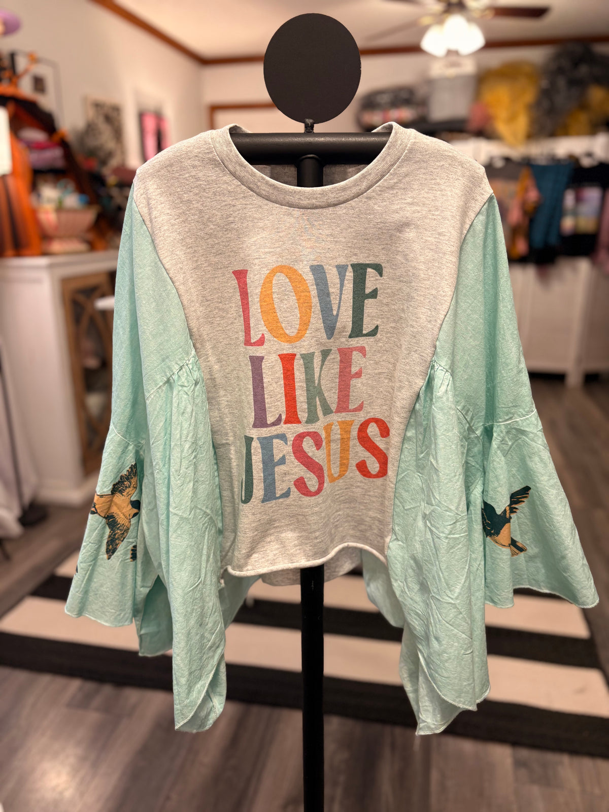 Jesus Loves You Hi/Lo Glam Tee One Size Fits a Small to 3X SHORT