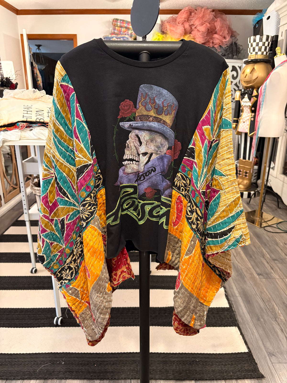 Talk Dirty Upcycled Vintage Kantha Quilt Poncho One Size Fits a Small to XXL CROPPED
