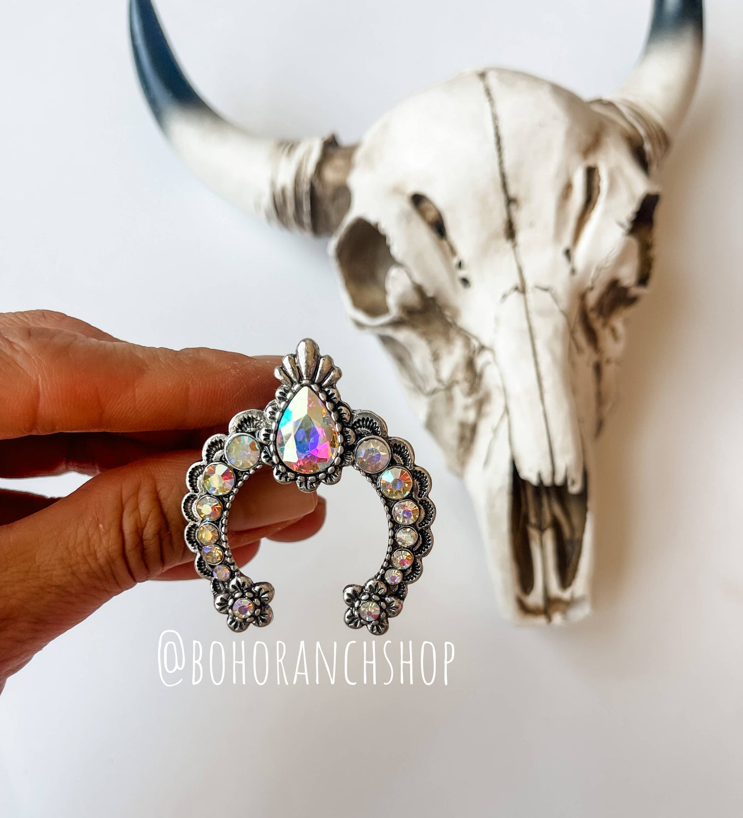 Western Squash Blossom Concho Ring: PATINA TURQUOISE