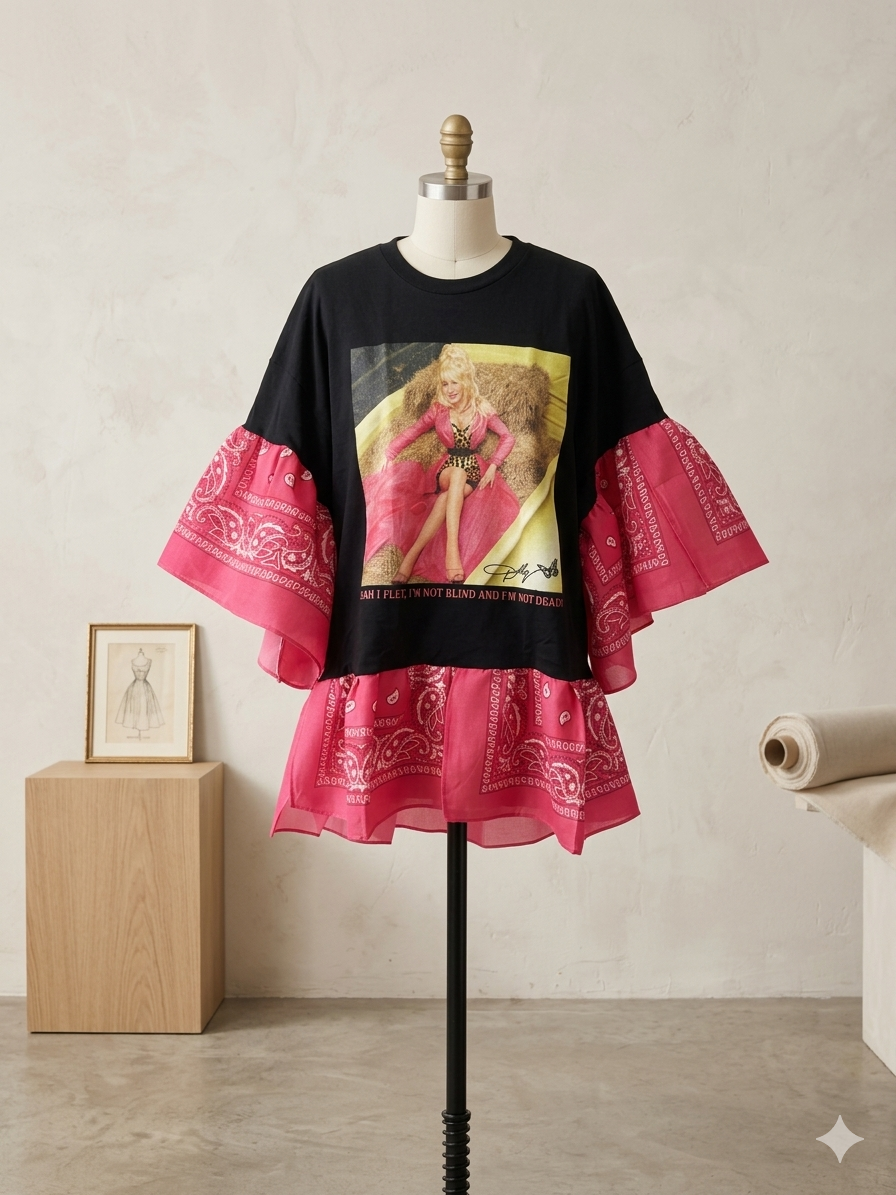 Dolly The Flirt Bandana Baby Doll Tee Fits a Small to 2X