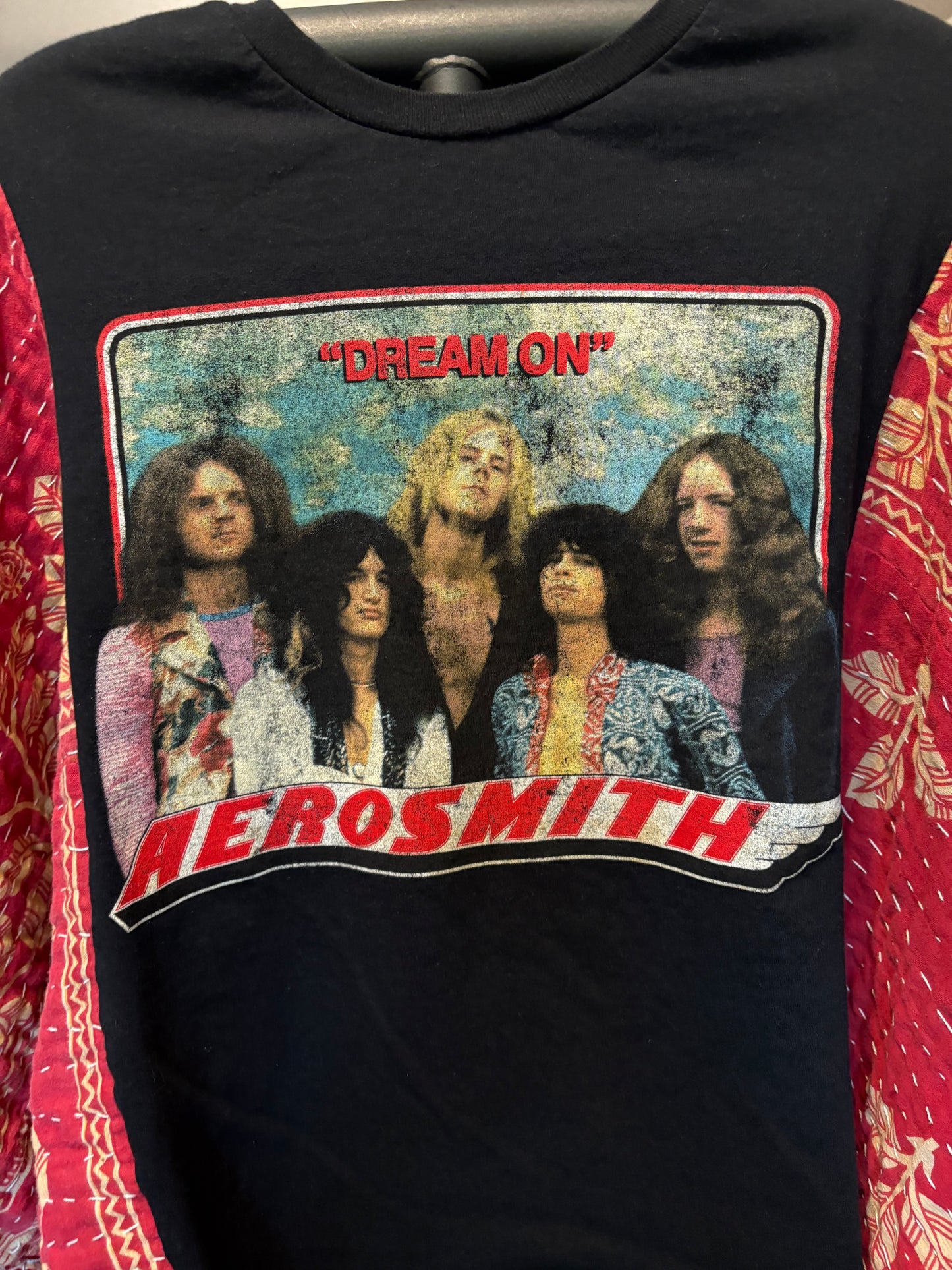 Aerosmith Upcycled Vintage Kantha Poncho Tee Fits A Size Small to  XL