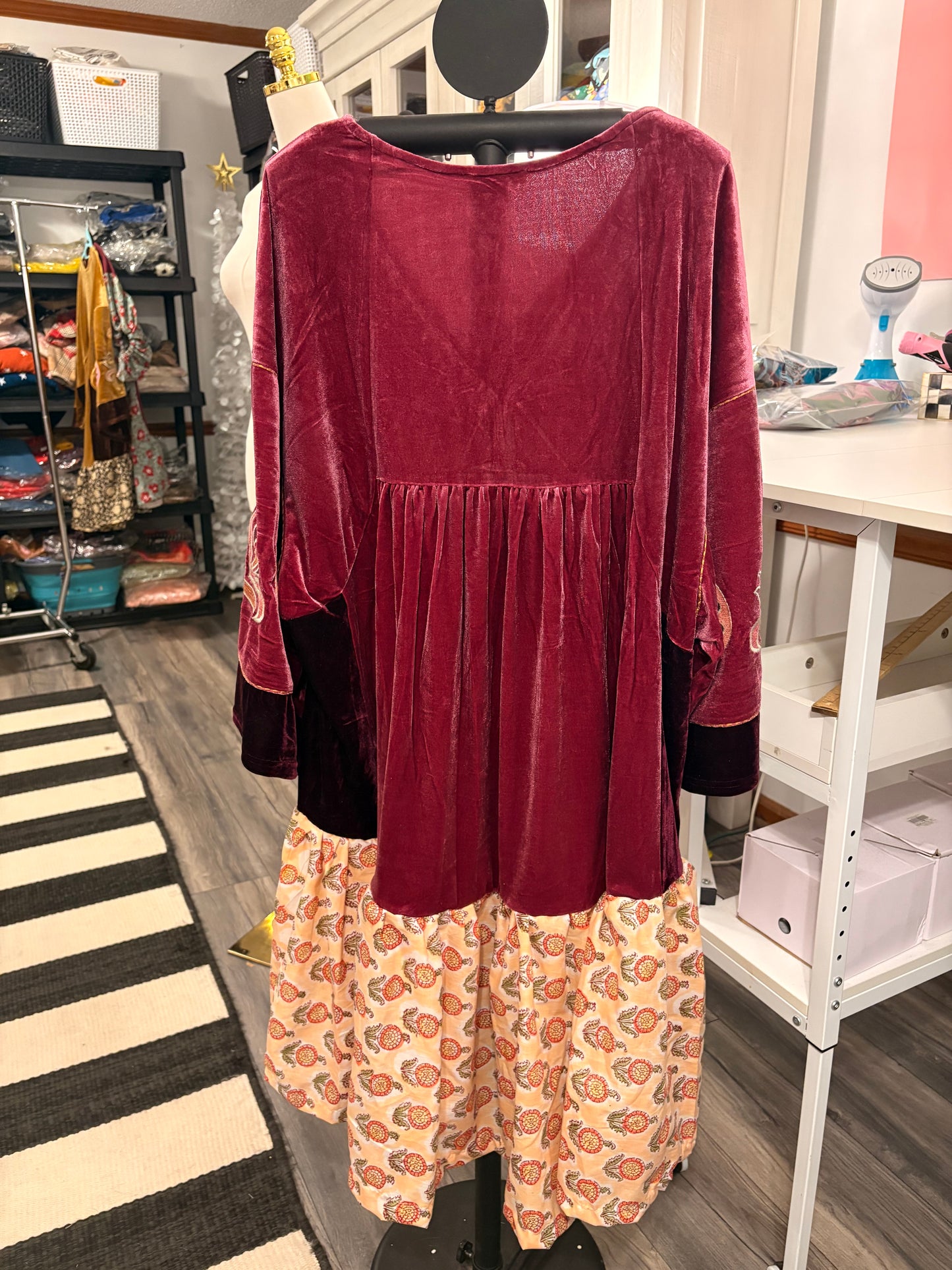 Artemis Upcycled Velvet and Hand Blocked Cotton One Size Fits Medium to XXL OVERSIZED!