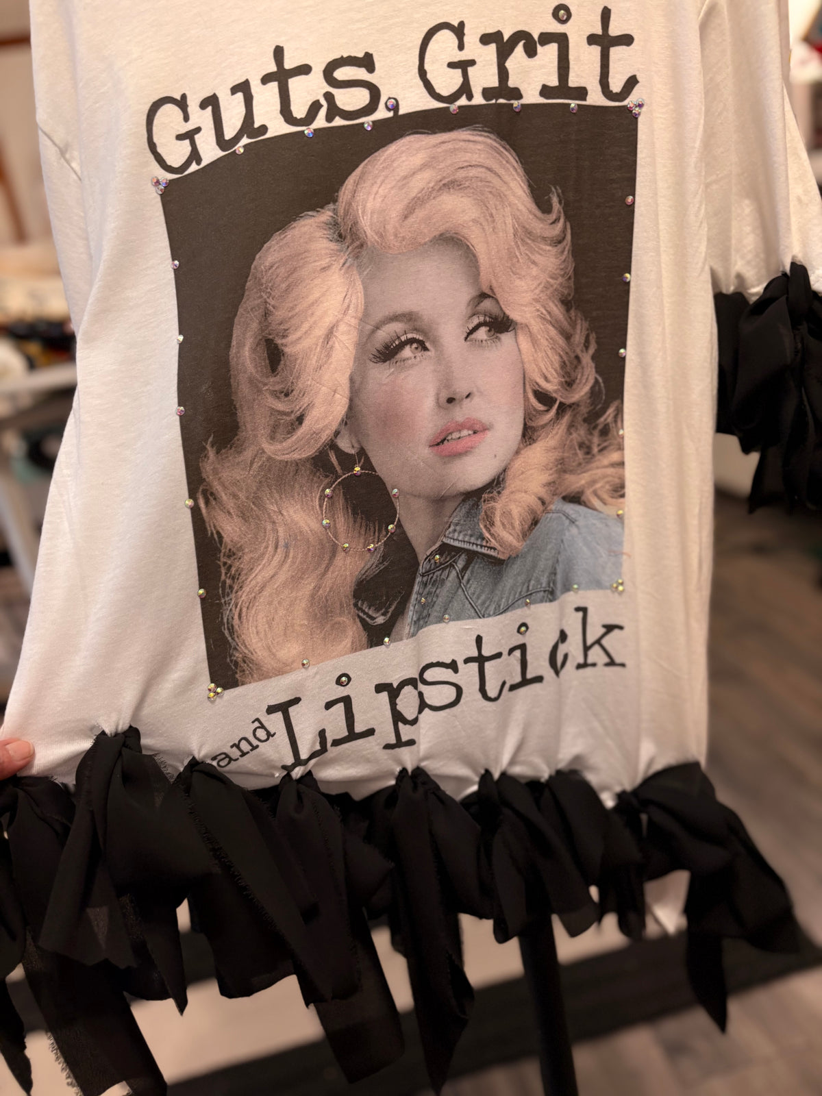 Grits and Guts Glam Asymmetrical Tee One Size Fits Small to Large