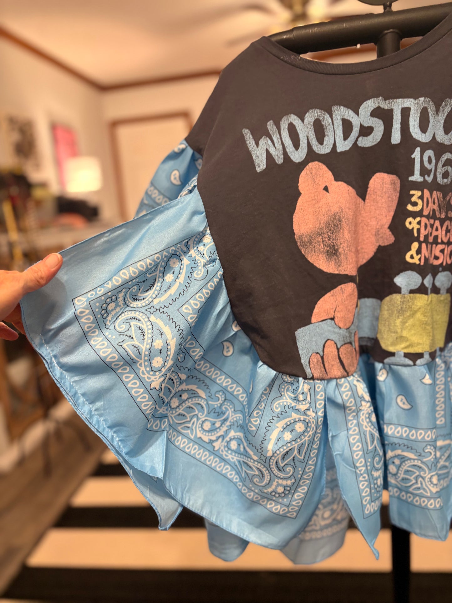 1969 Woodstock Butterfly Bandana Ruffled Poncho One Size Fits a Small to 2X